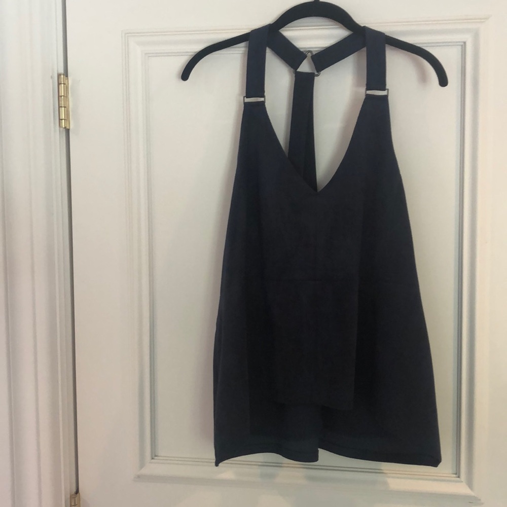 Gorgeous navy suede dress shirt NWOT
